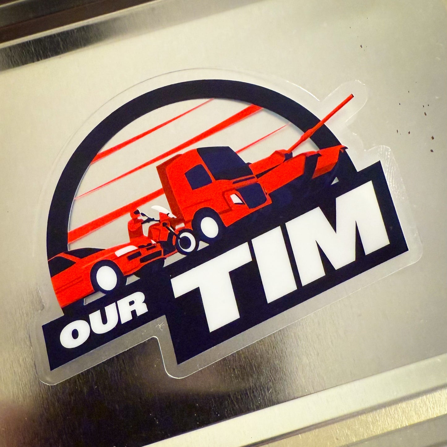 Our Tim Small Clear Sticker - Half Roundel