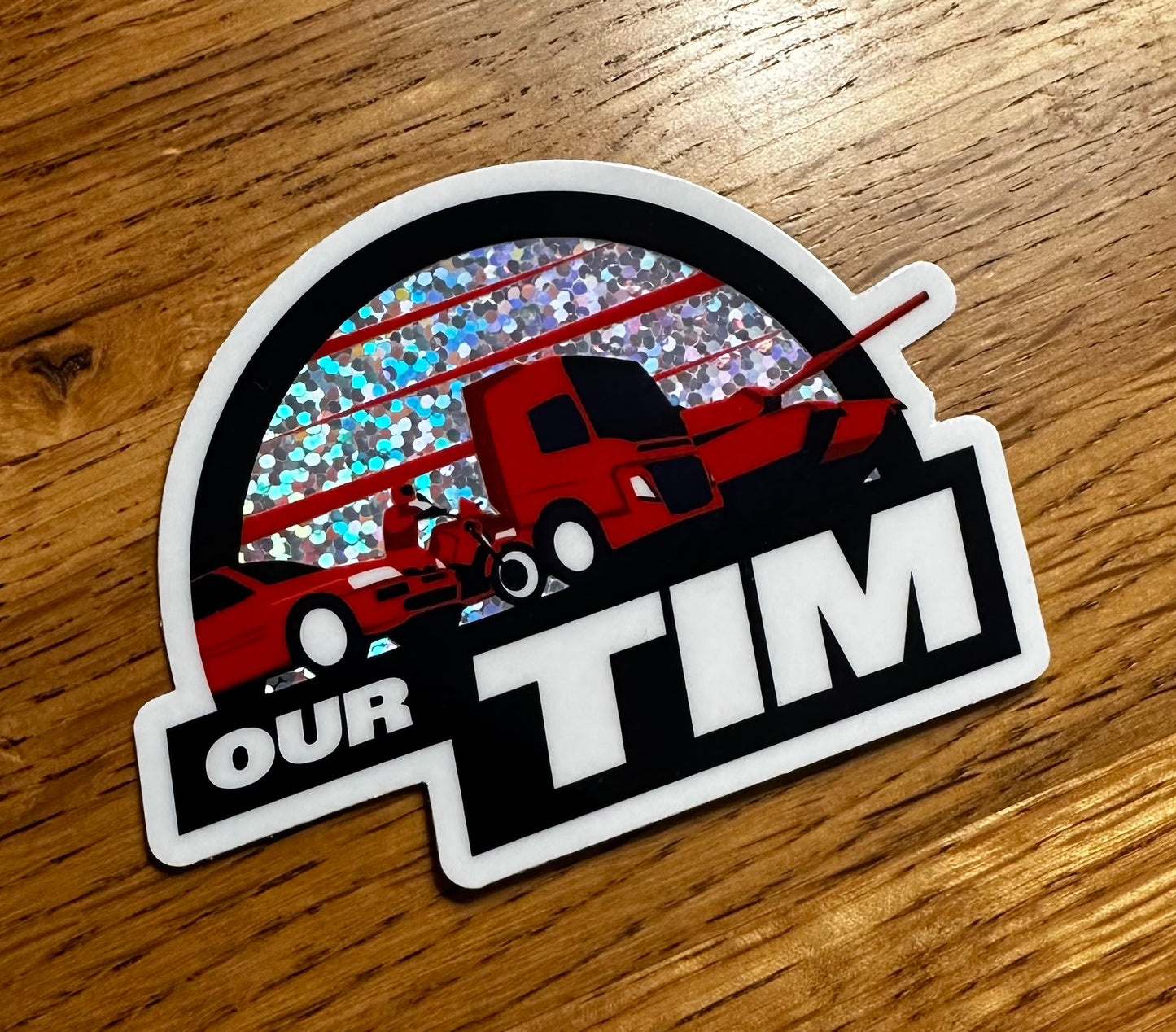 Our Tim Small Glitter Sticker - Half Roundel