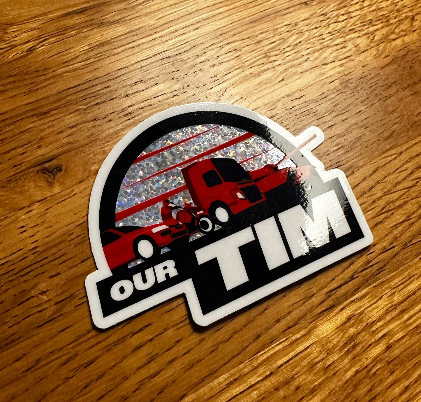 Our Tim Small Glitter Sticker - Half Roundel