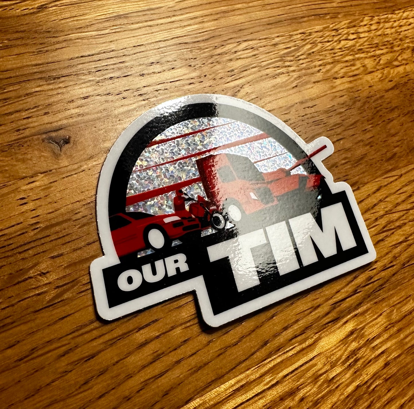 Our Tim Small Glitter Sticker - Half Roundel