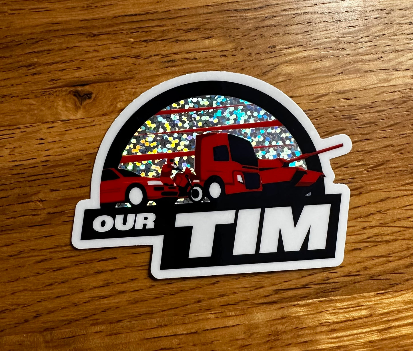 Our Tim Small Glitter Sticker - Half Roundel