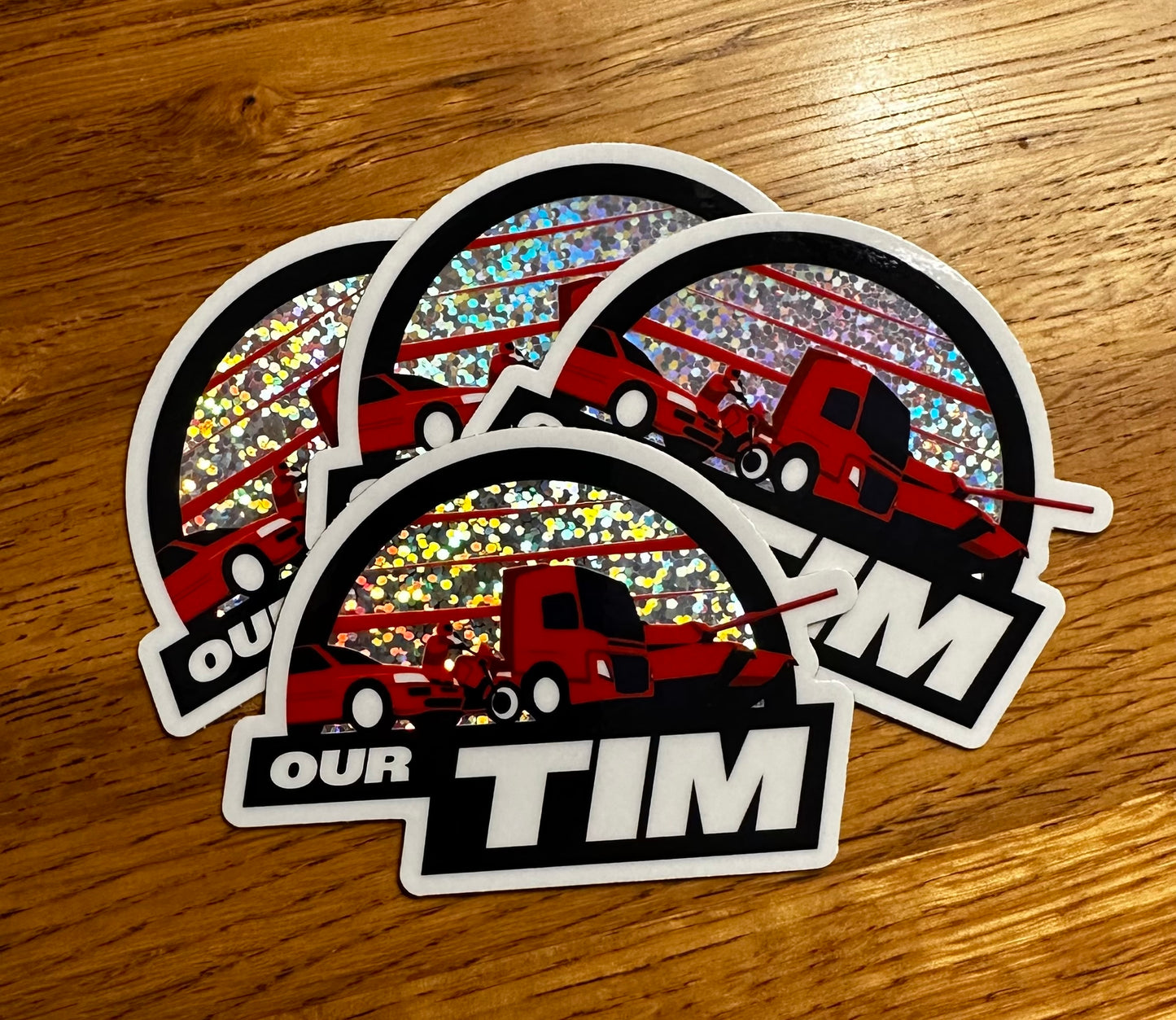 Our Tim Small Glitter Sticker - Half Roundel